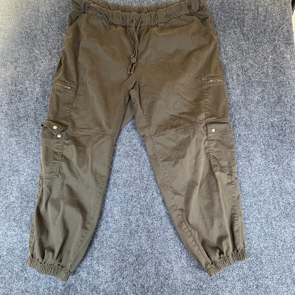 Lane Bryant Cargo Pants‎ Womens 40x27.5 Olive Green Cotton Stretch Tapered Leg